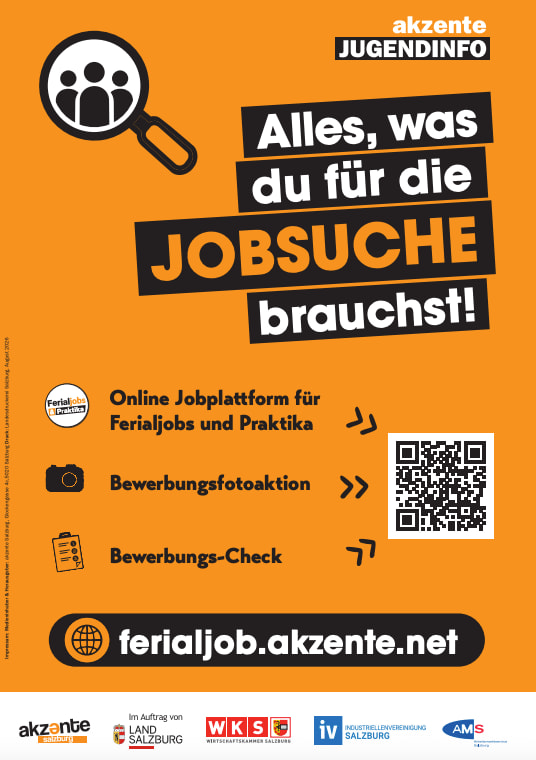 Überblick über Angebote rund um die 1. Jobsuche auf orangem Hintergrund